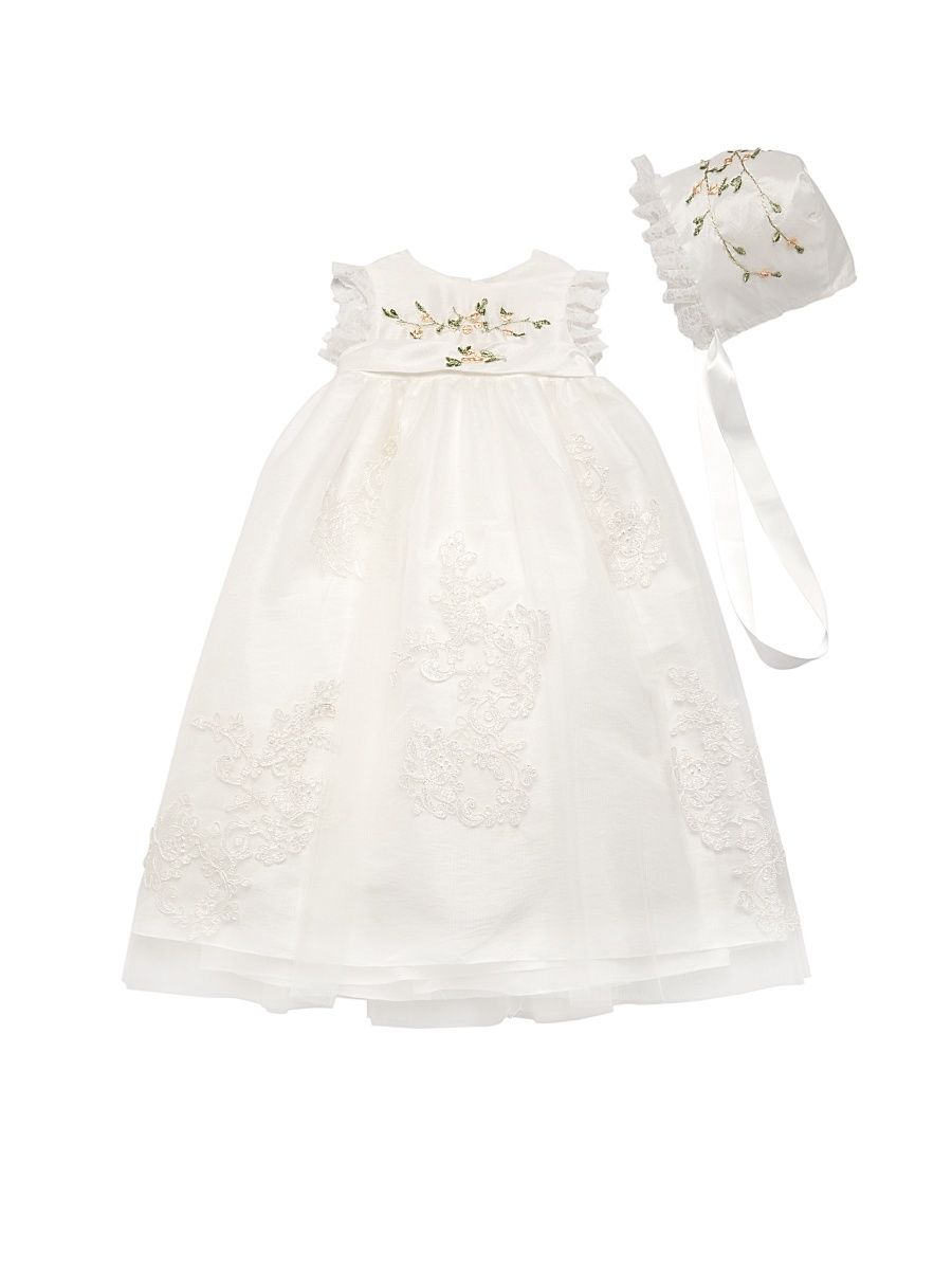 Baby Girl's Embroidered Floral Lace Dress - Ivory Multi - Size 12 Months