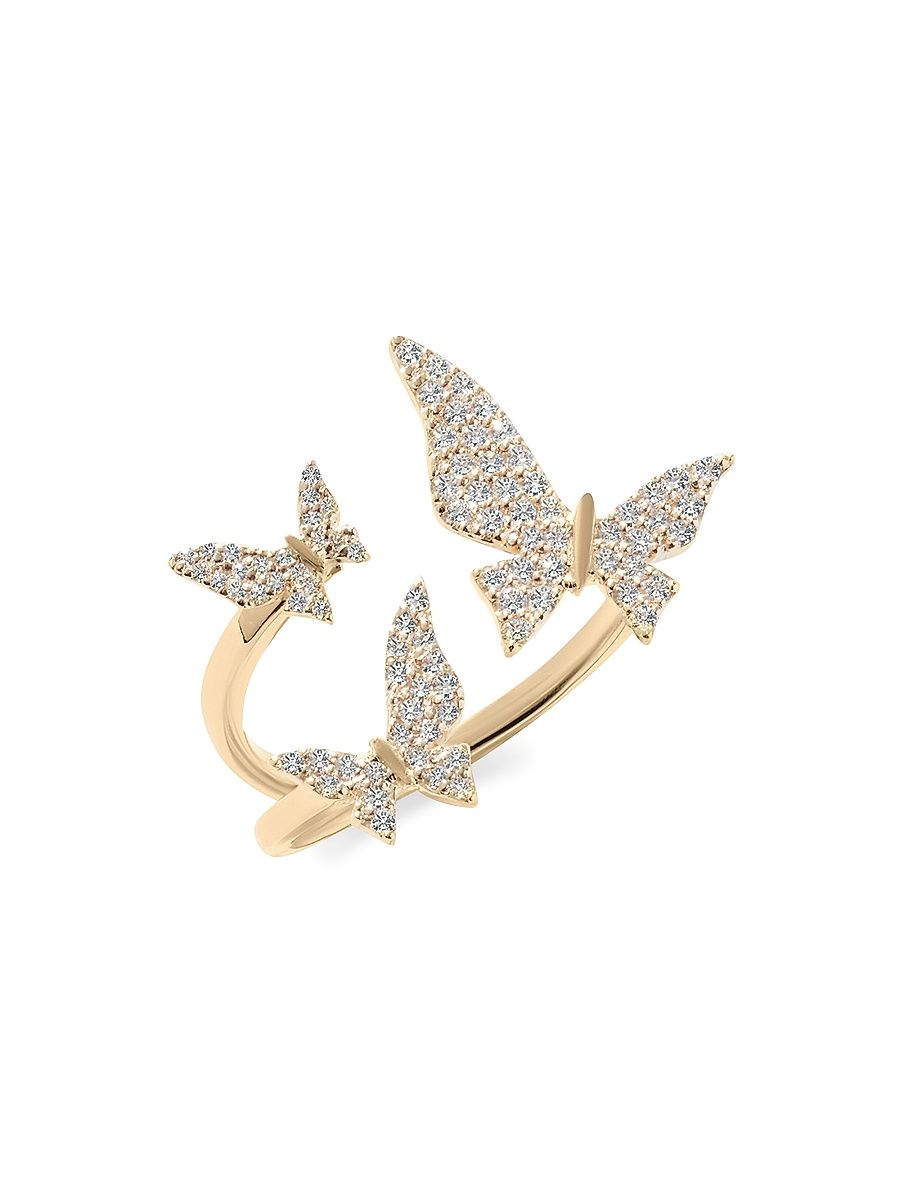 Women's Butterfly 14K Yellow Gold & 0.49 TCW Diamond Ring - Gold - Size 7
