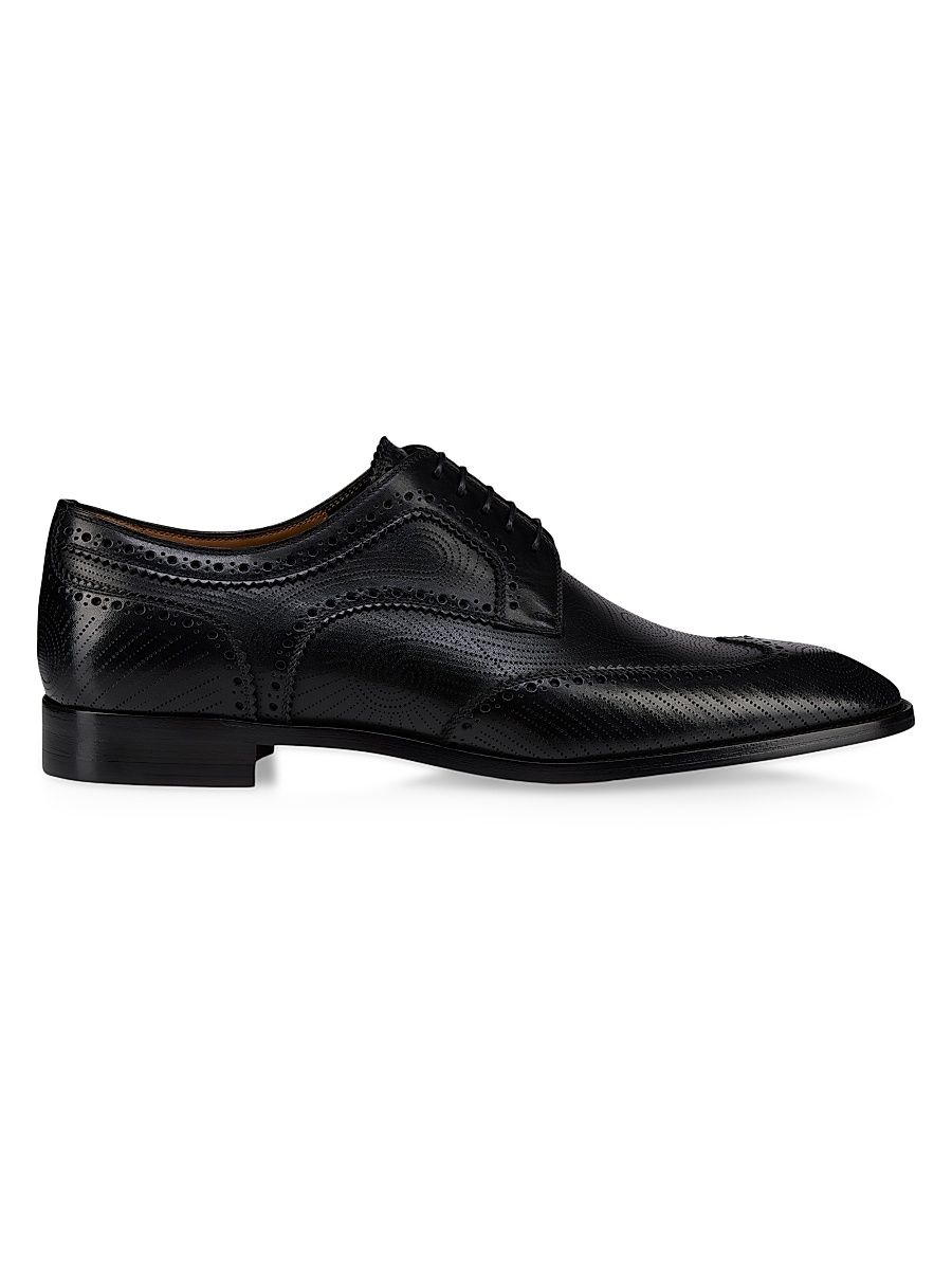 Men's Grave Leather Derby Shoes - Black - Size 6