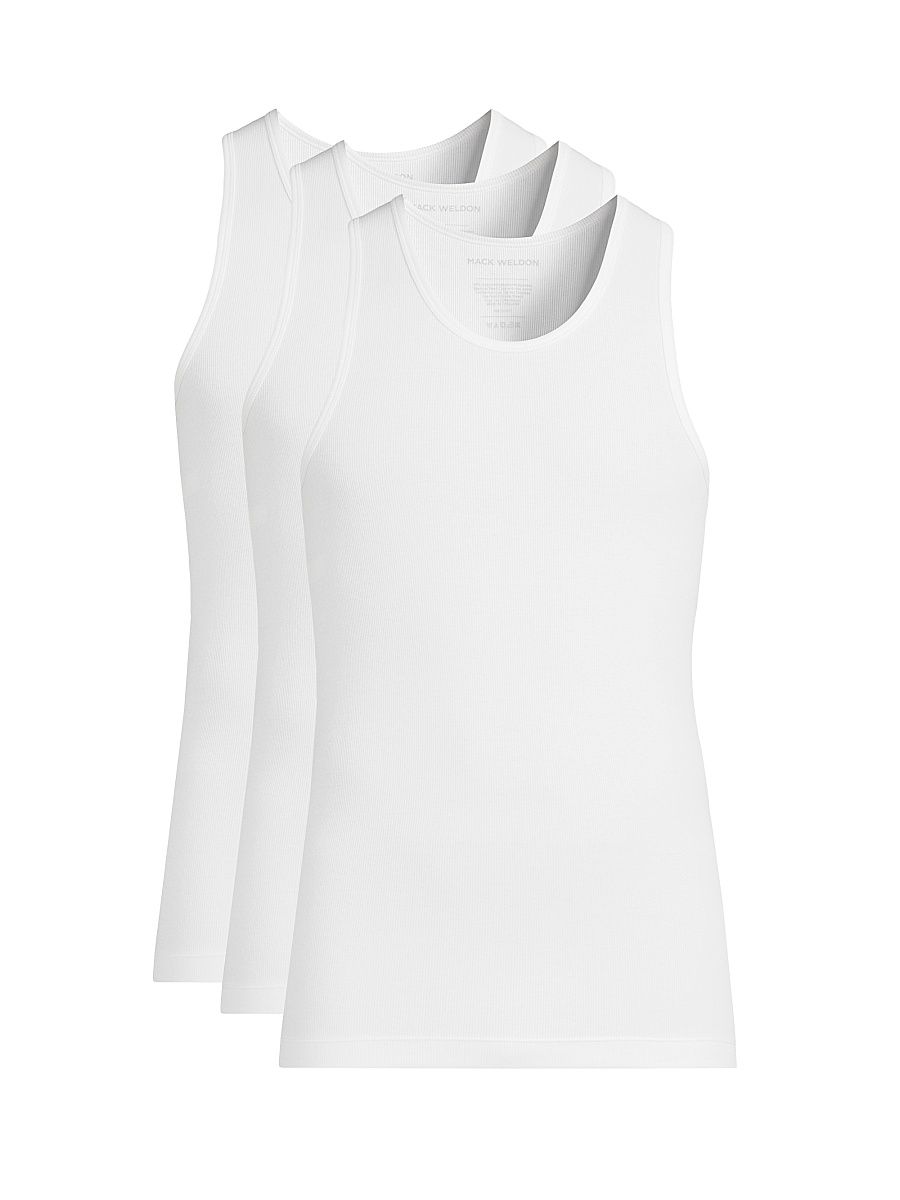 Men's 3-Pack Ribbed Jersey Slim-Fit Tank Set - Bright White - Size XXL