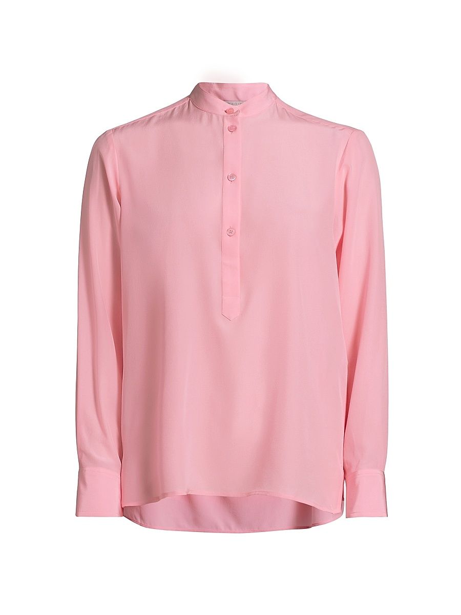Women's Iconic Silk Half-Button Shirt - Blossom - Size 0