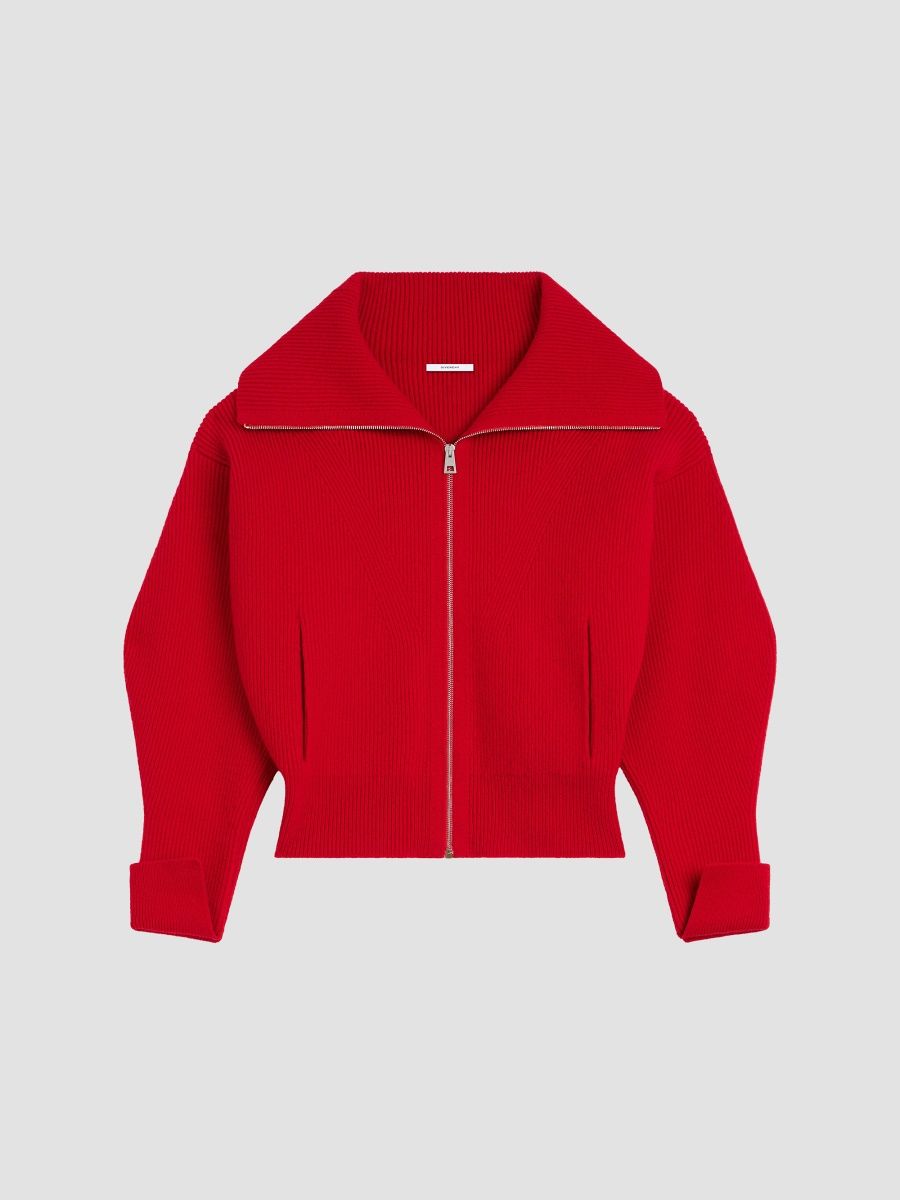 Givenchy Women's Zipped Cardigan in Wool and Cashmere - Red - Size Large