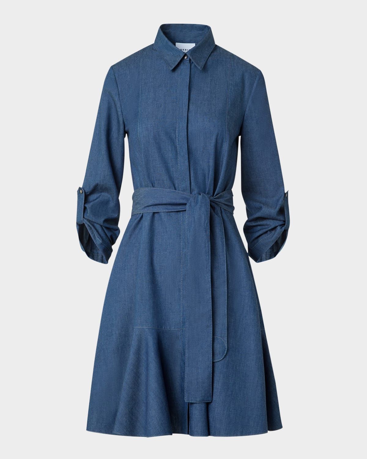 Tie-Waist Cotton Denim Shirtdress