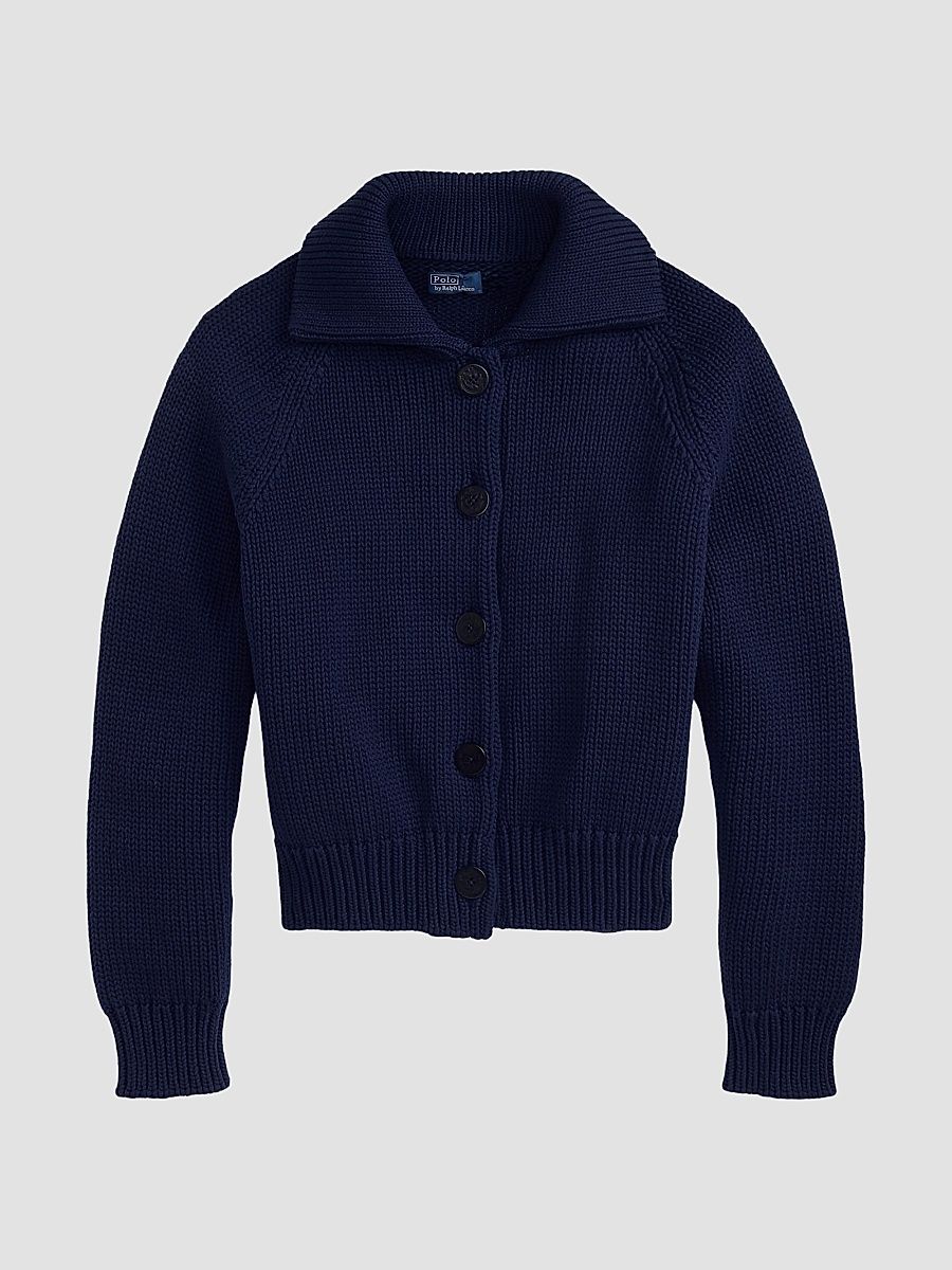 Women's Cotton-Blend Buttoned Cardigan - Cruise Navy - Size XS