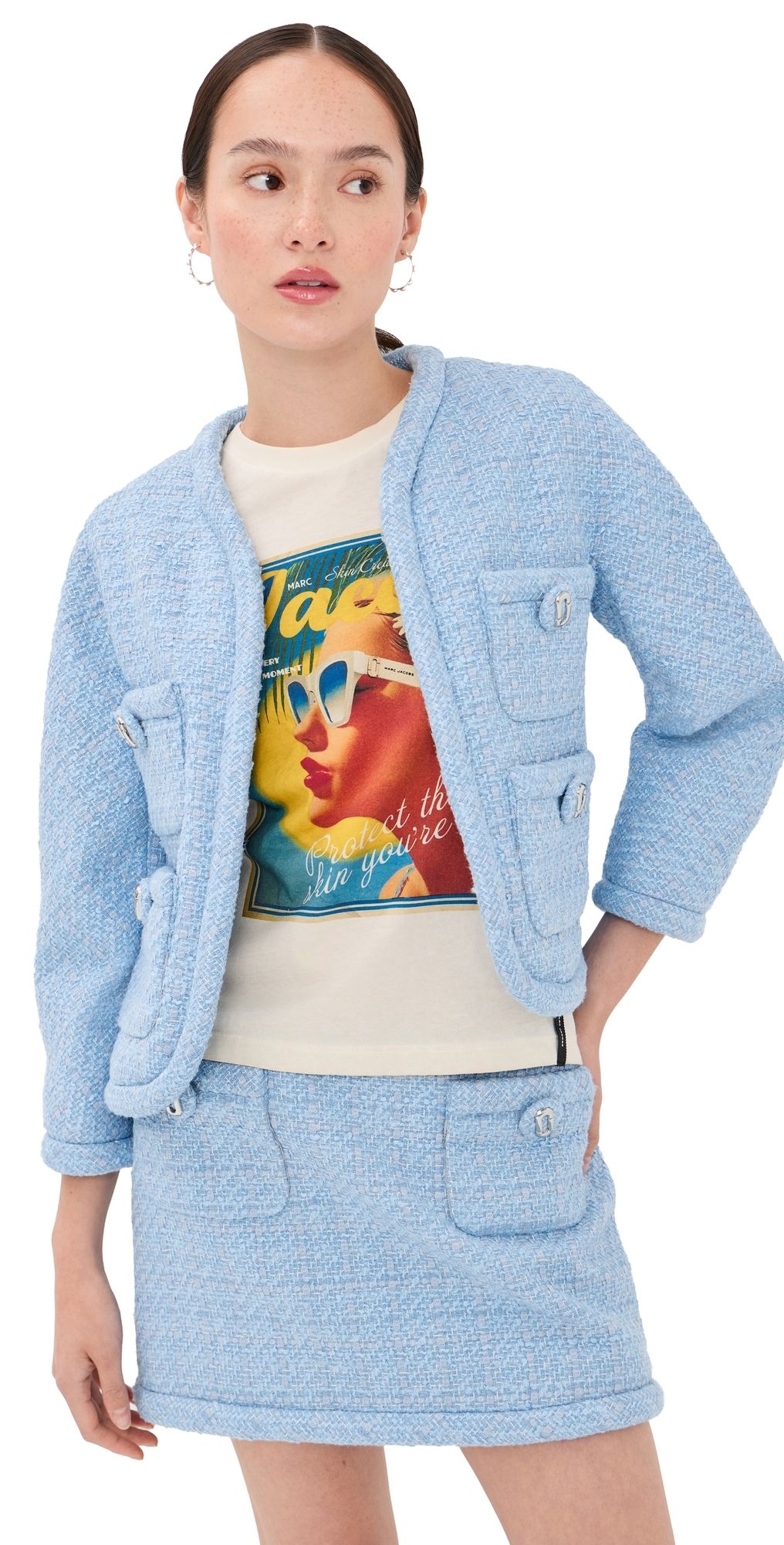 Marc Jacobs Tweed Jacket Blue Mist XL