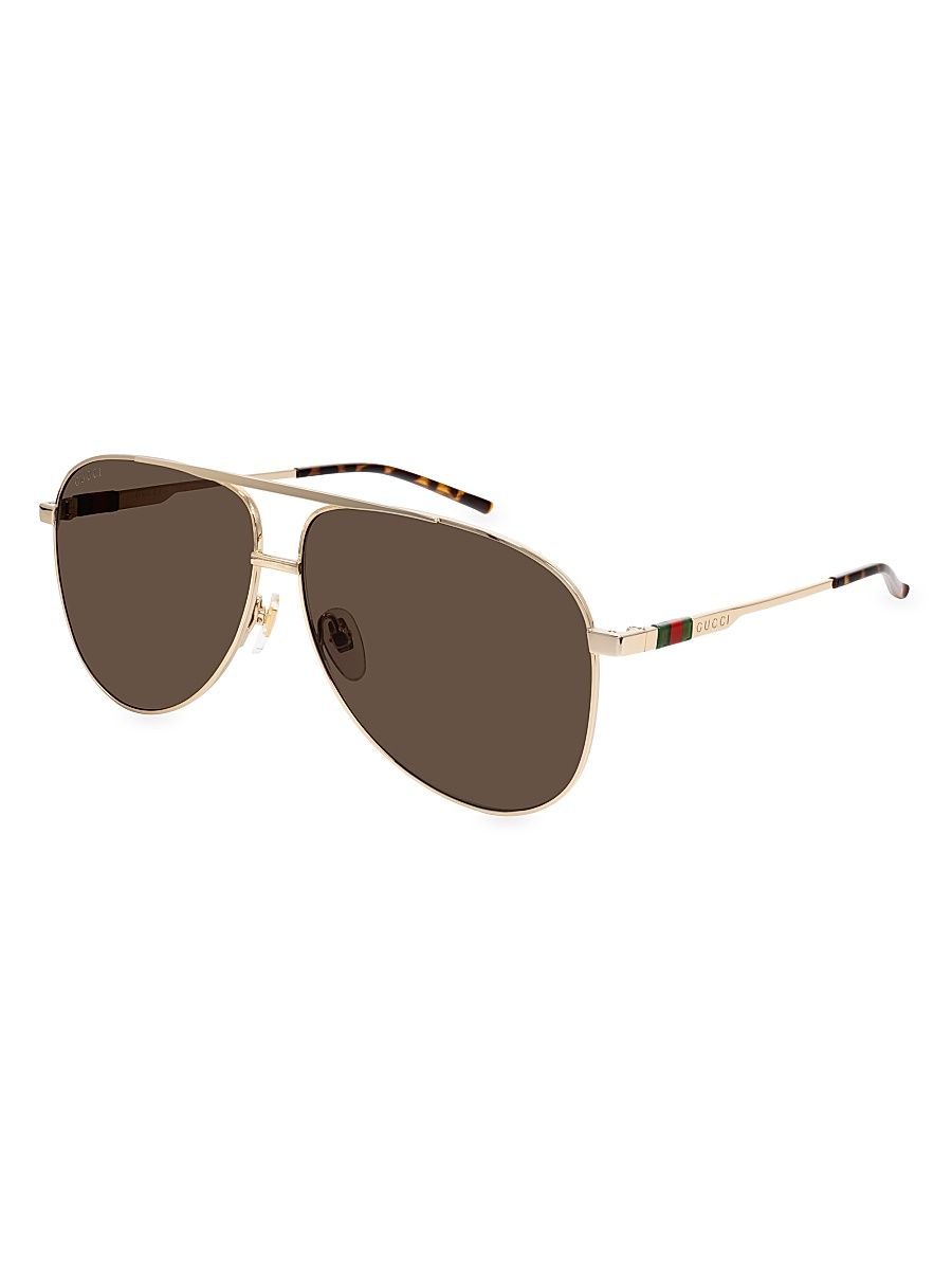 Men's Details 62MM Pilot Sunglasses - Brown Gold