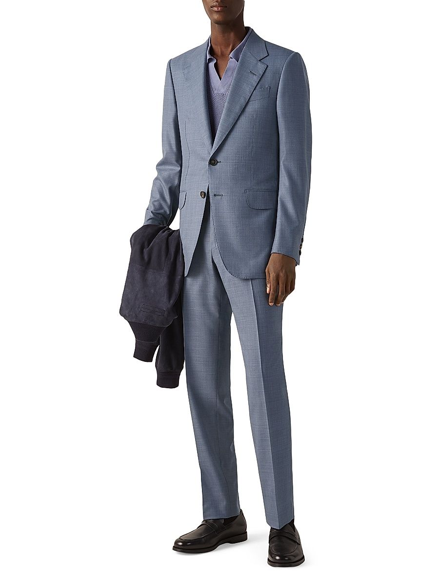 Men's Centoventimila Wool Suit - Light Blue - Size 48