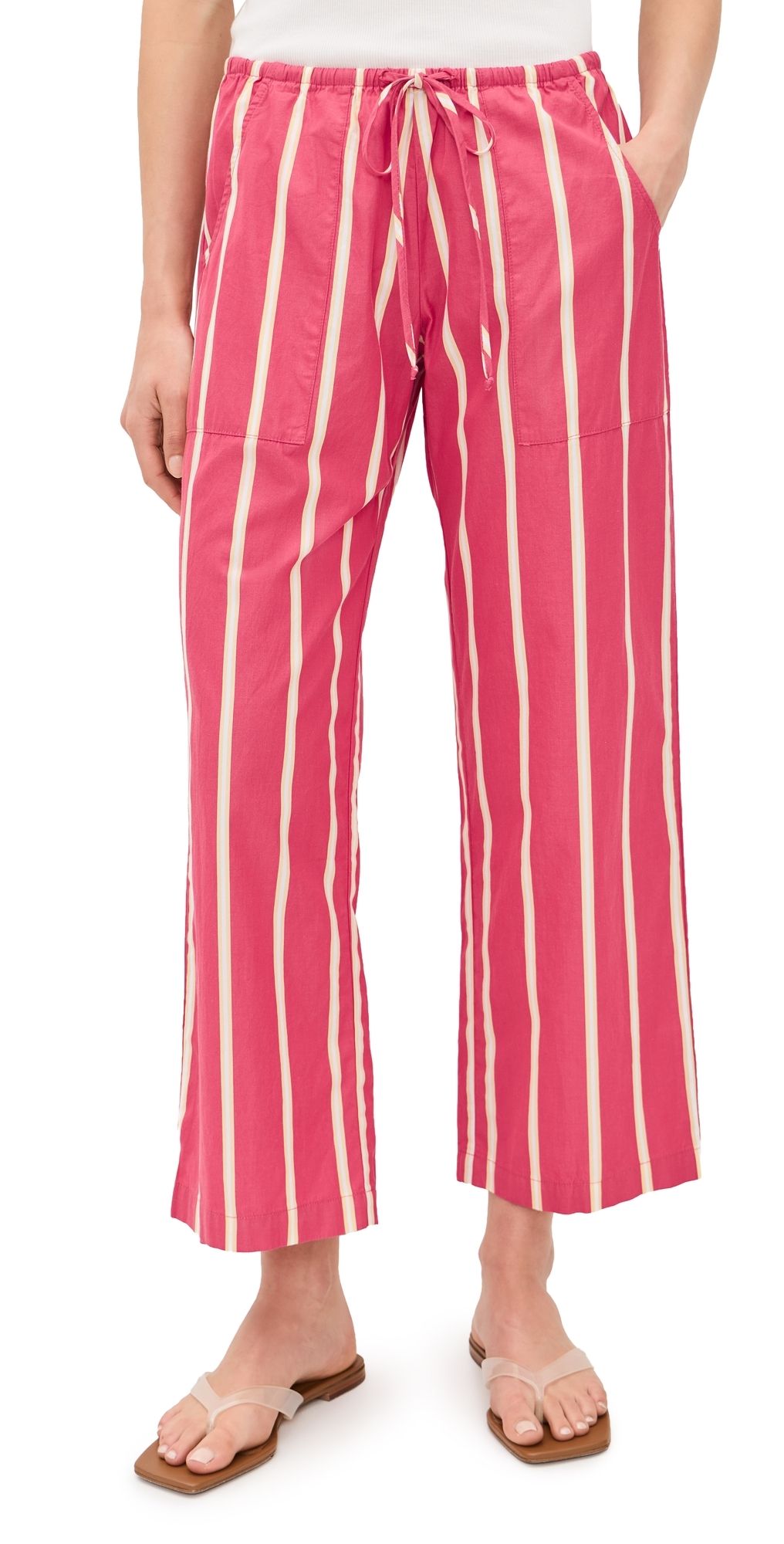 DONNI. The Pop Stripe Drawstring Pants Raspberry L