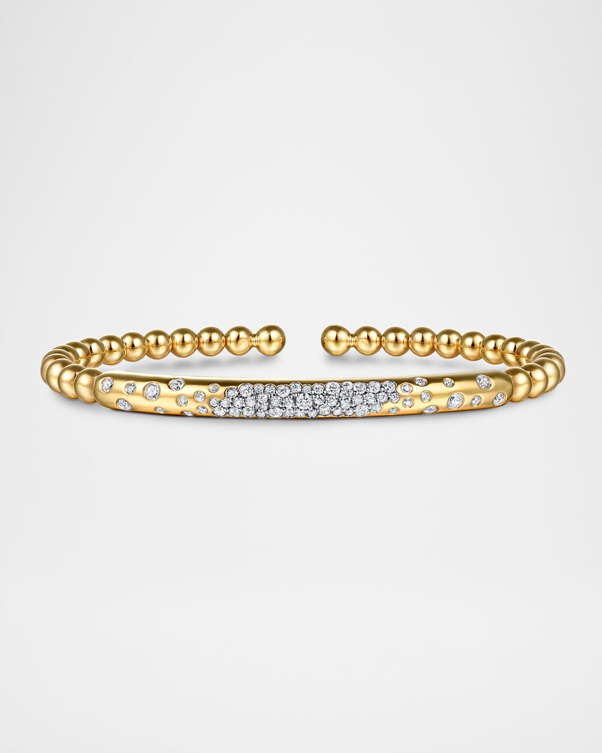 14K Yellow Gold Bujukan Pave Diamond Split Bangle Bracelet
