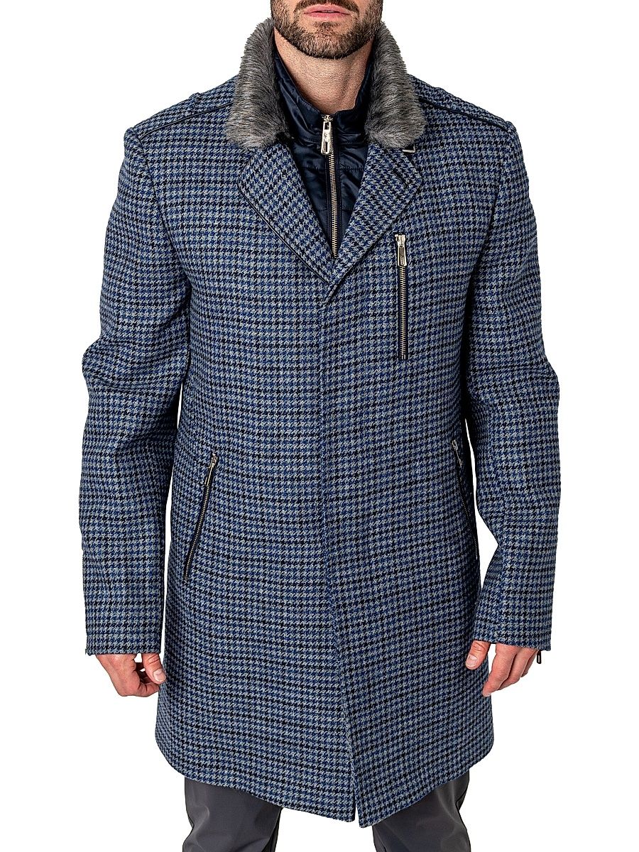 Men's Peacoat Captain Houndstooth Jacket - Blue - Size XXL