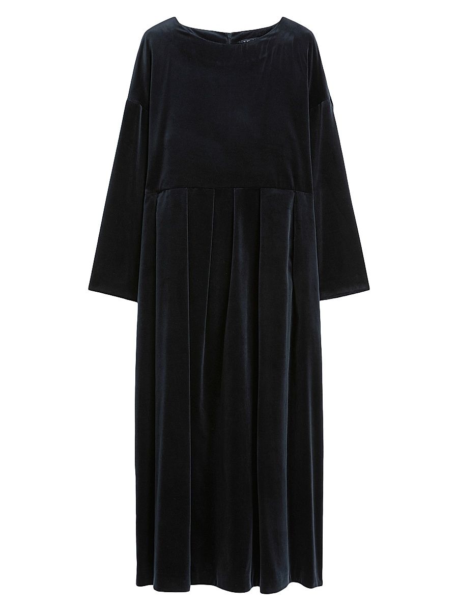 Women's Cotton Velvet Dress - Midnightblue - Size 16