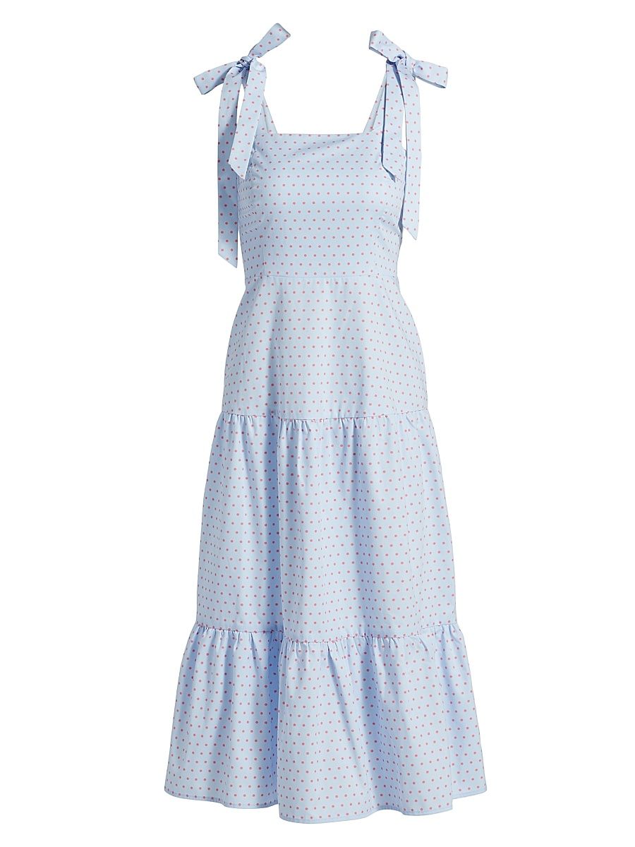 Women's Tiered Bow-Strap Midi-Dress - Sky - Size Large