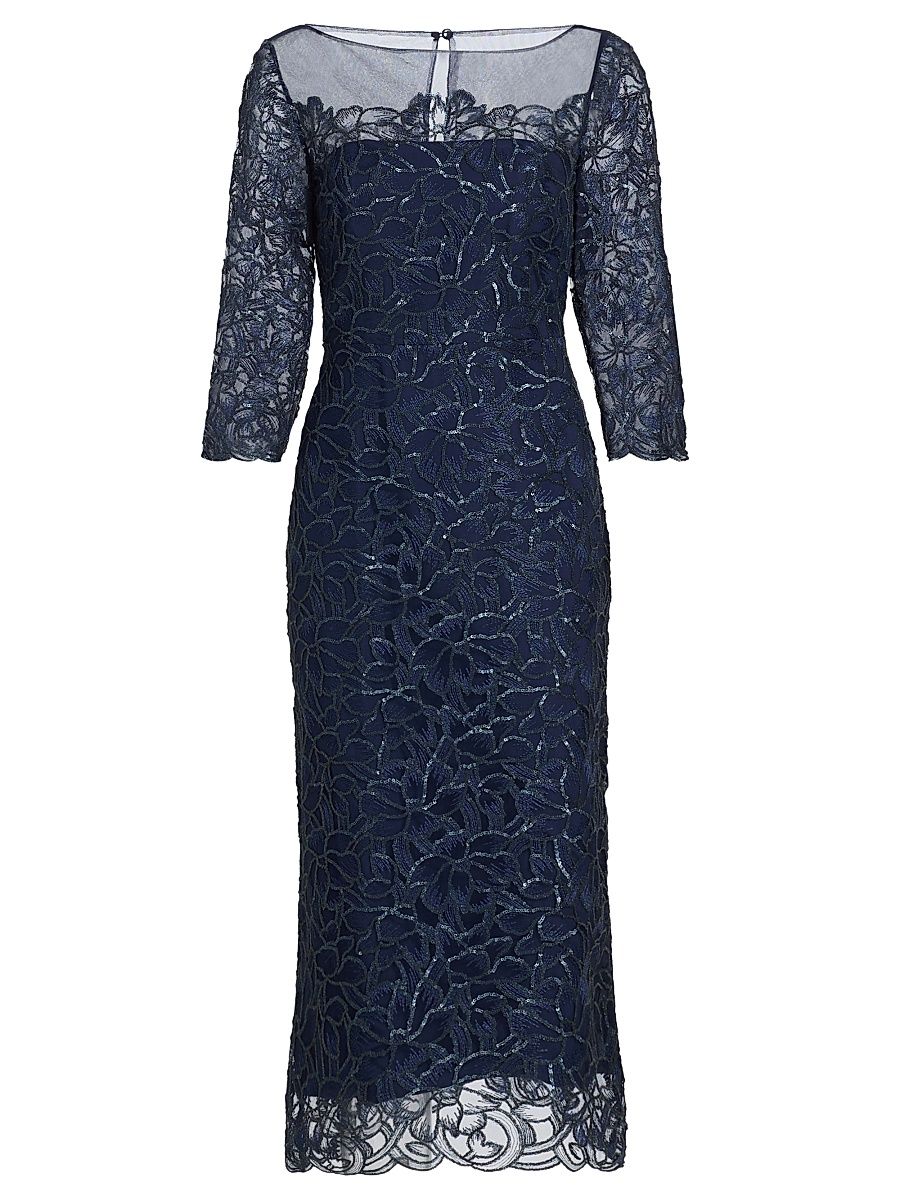 Women's Marbella Beaded Midi-Dress - Nautical Navy - Size 16