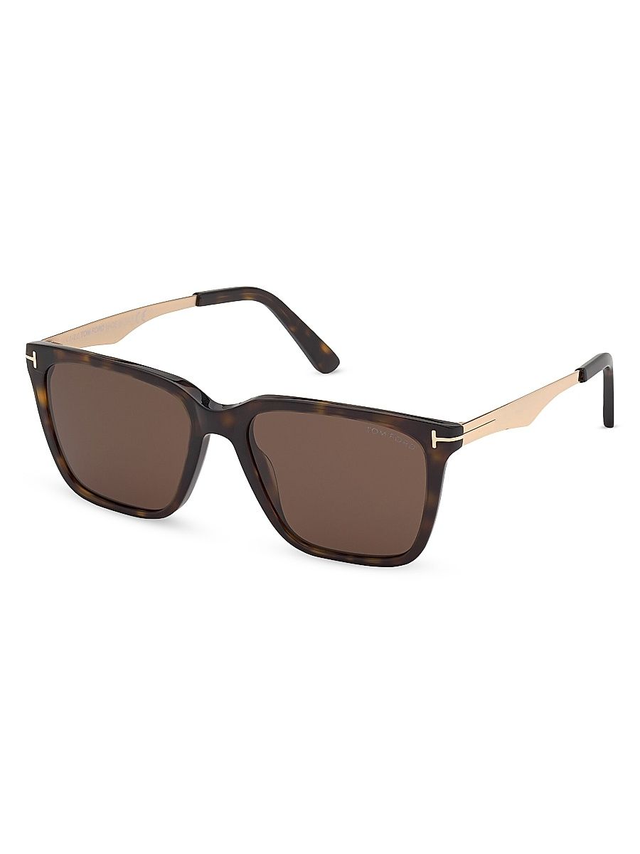 Men's 54MM Square Acetate Sunglasses - Havana