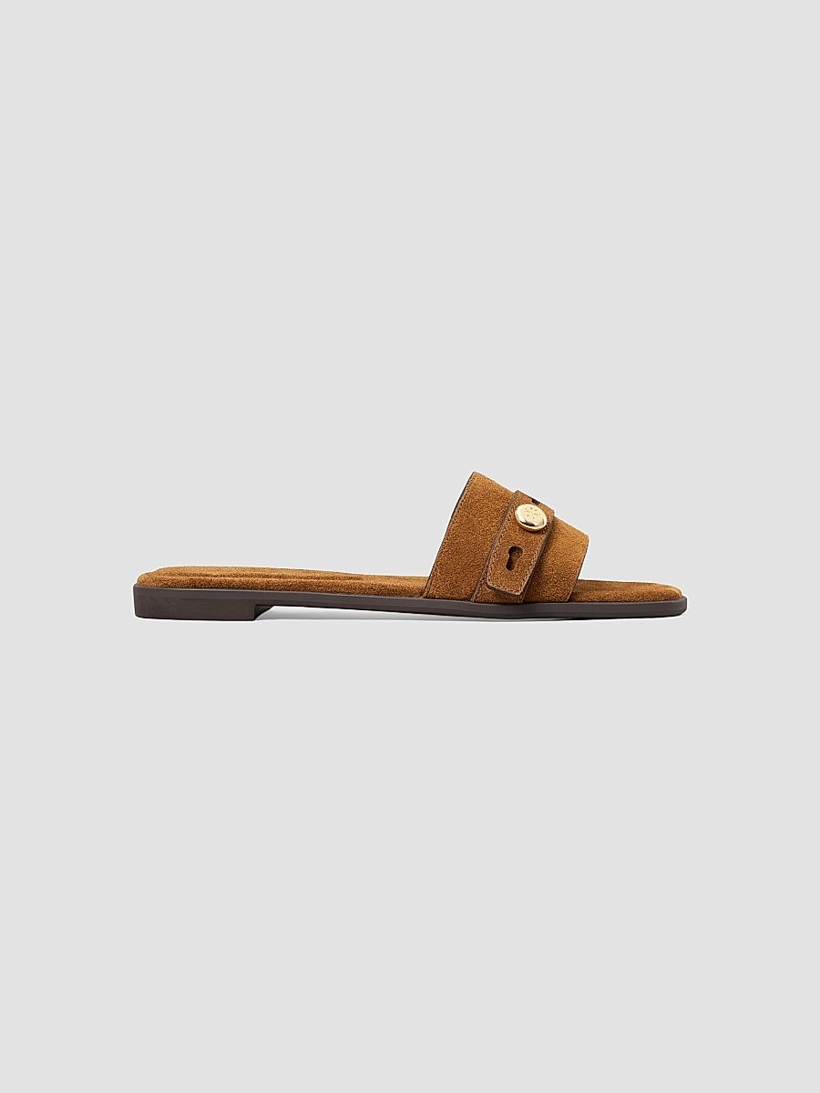 Women's Romy Suede Flat Sandals - Caramel - Size 9