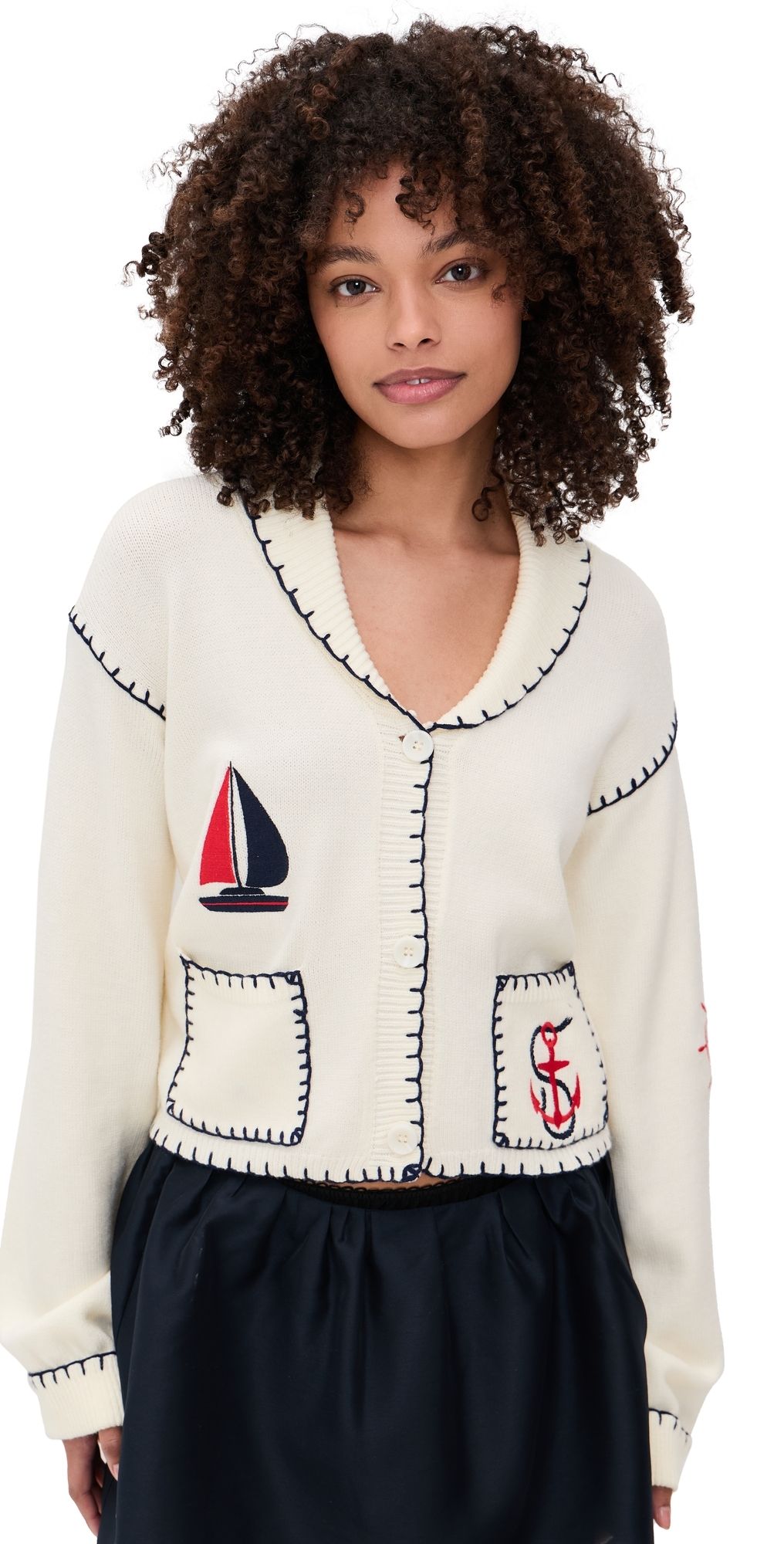 Bailey Rose Nautical Cardigan Cream S