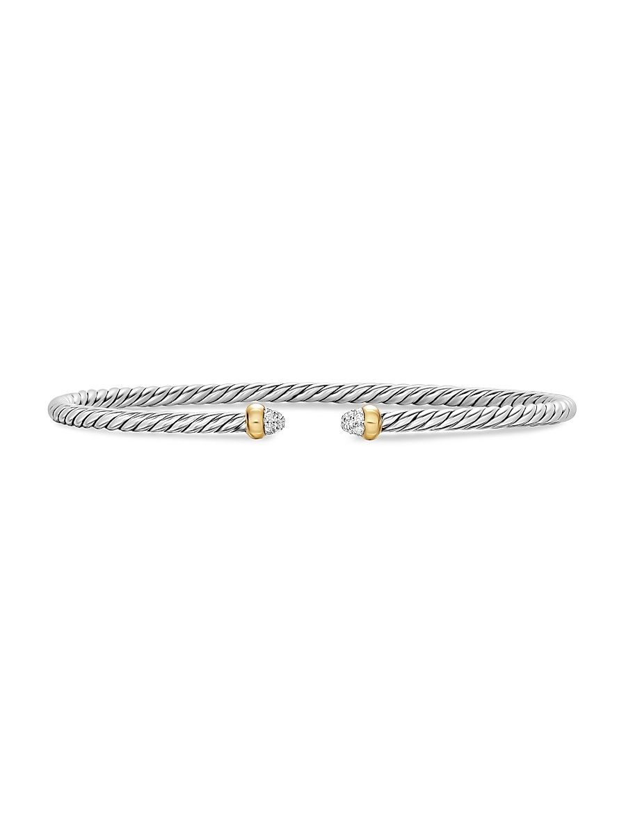 Women's Cable Flex 14K Yellow Gold, Sterling Silver & 0.73 TCW Diamond Bracelet - Diamond - Size Medium