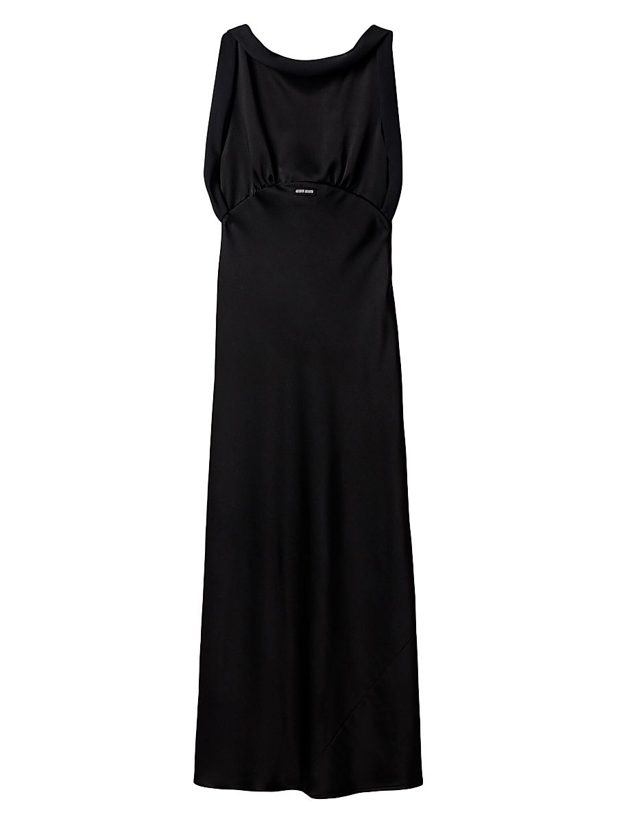 Women's Long Satin Dress - Black - Size 8