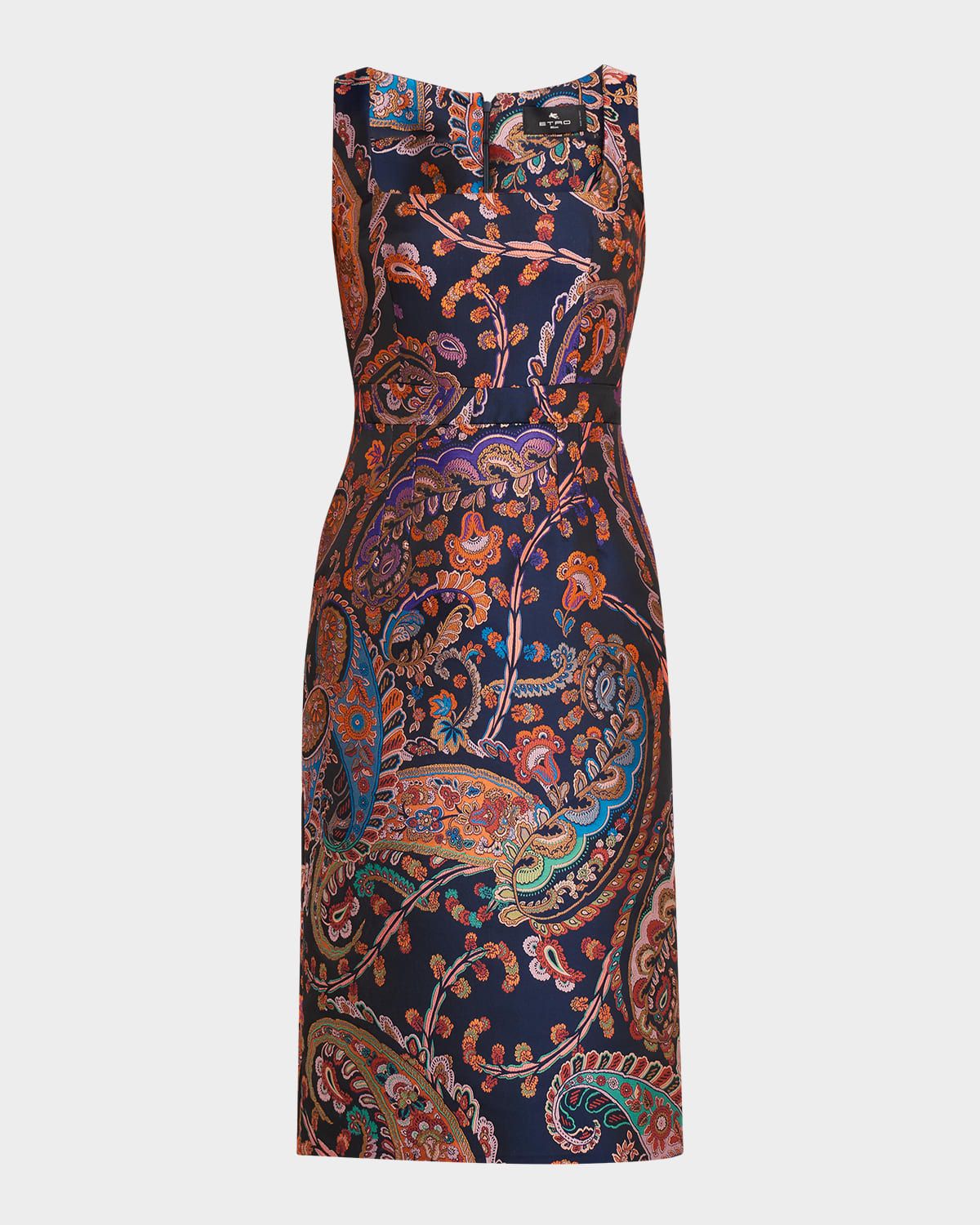 Paisley Jacquard Sleeveless Sheath Dress