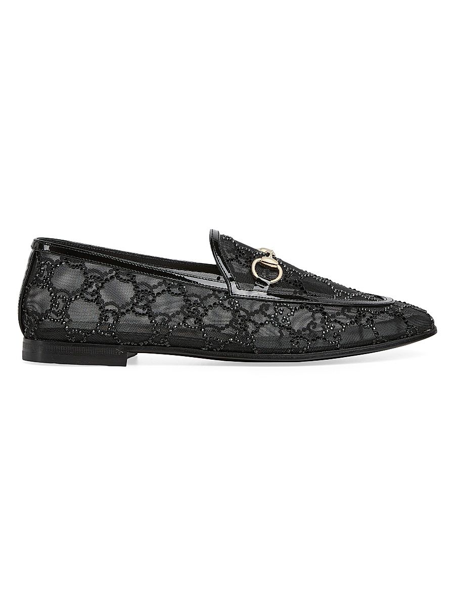 Women's Jordaan Beaded GG Mesh Loafers - Black - Size 9
