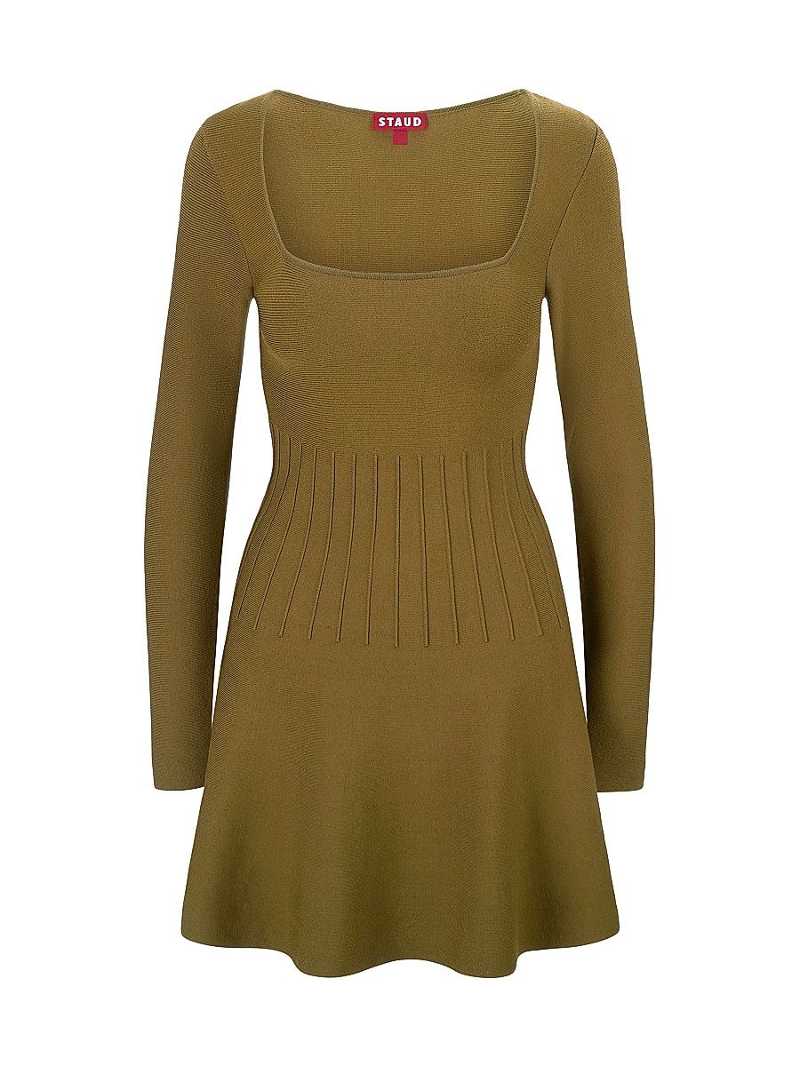Women's Deora Knit Fit & Flare Long-Sleeve Minidress - Sergeant Green - Size Large