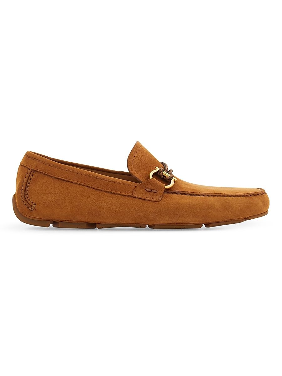 Men's Nubuck Gancini Driver Loafers - Naturale - Size 13