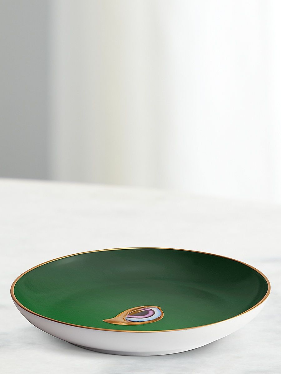 L'Objet Lito Porcelain & 24K-Gold Catchall Tray - Green