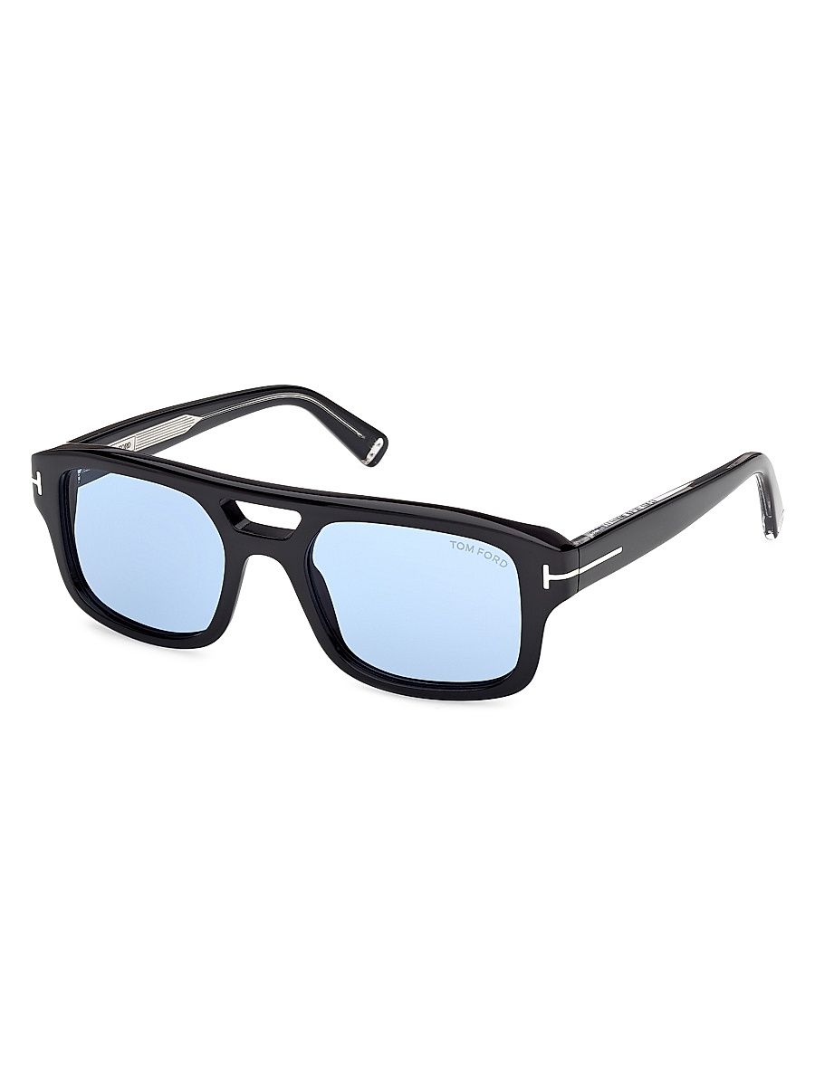 Men's TOM FORD Icon 53MM Square Sunglasses - Black Blue