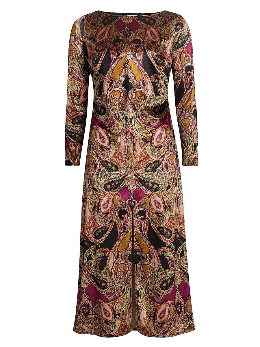 Women's Goldie Velvet Paisley Midi-Dress - Persian Paisley - Size Medium