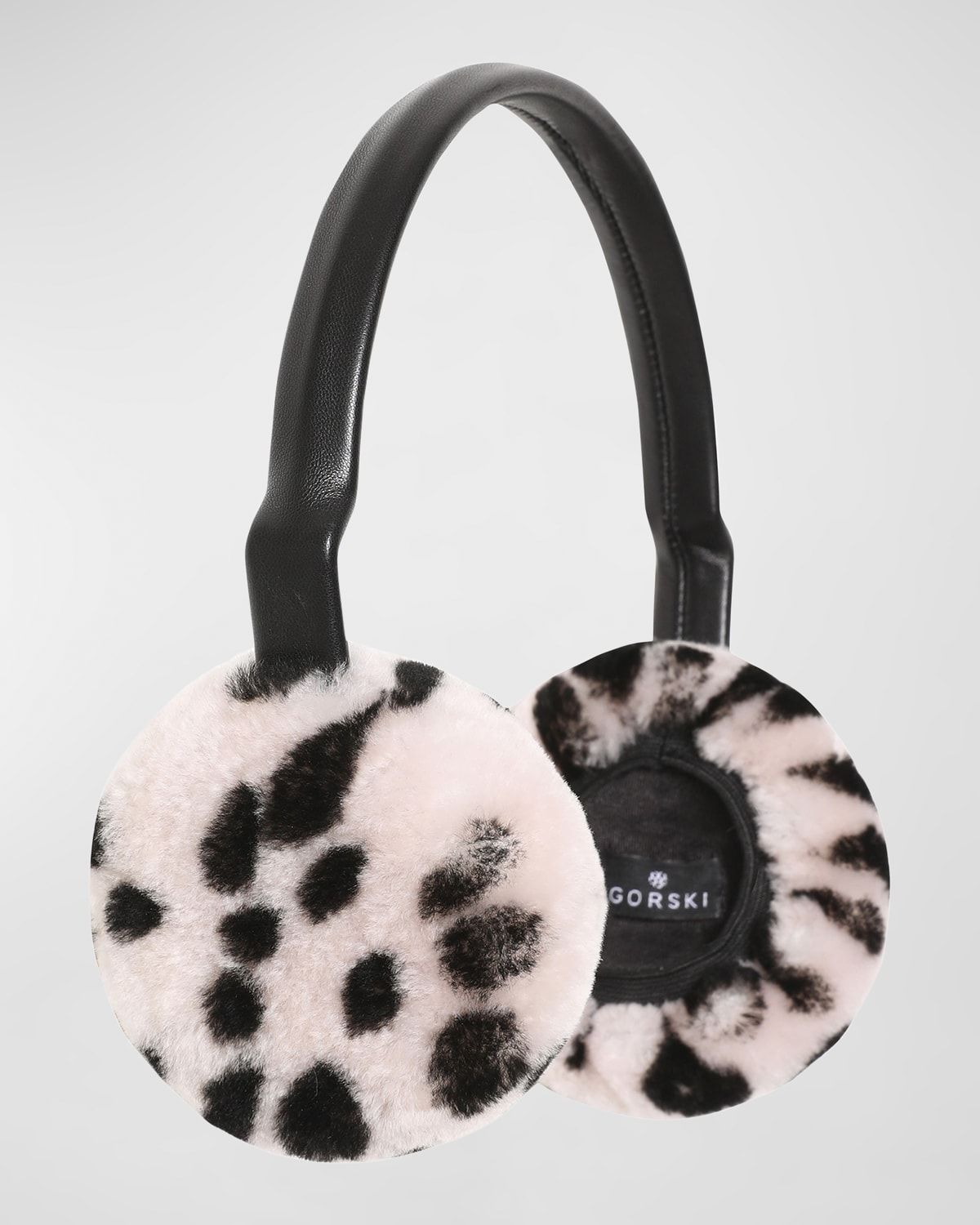 Dotted Lamb Shearling & Leather Earmuffs