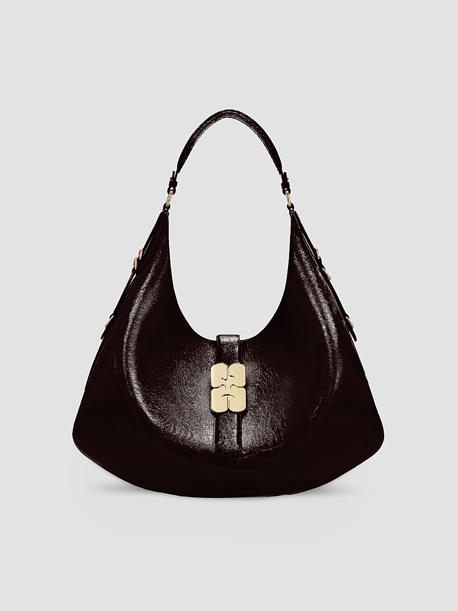 Ganni Women's Kat Large Logo Hobo Bag - Demitasse