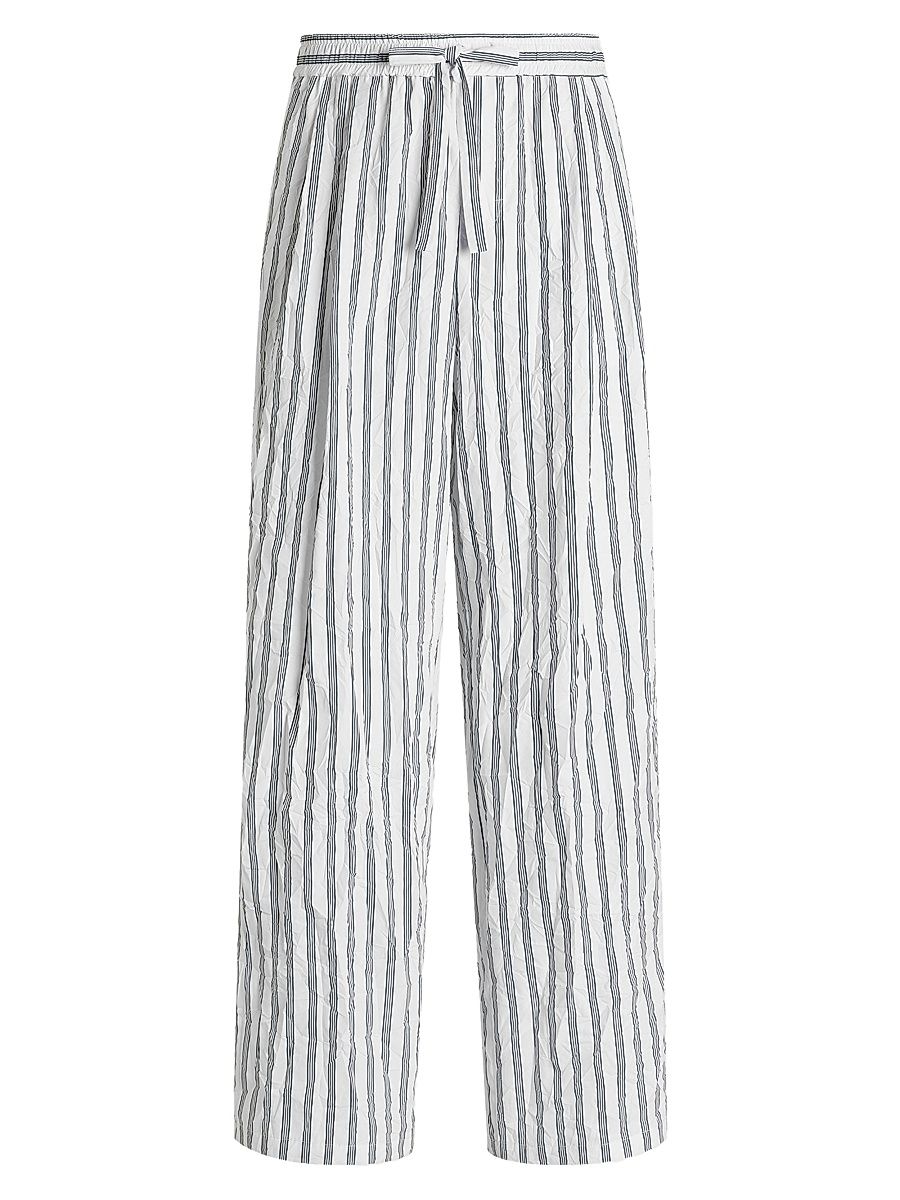 Men's Striped Cotton-Blend Drawstring Pants - Rigato - Size 40