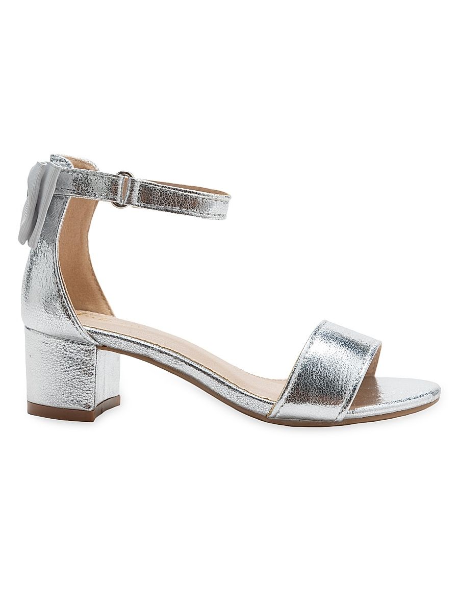 Tulleen Girl's Little Girl's & Girl's Metallic Banded Block Heels - Silver - Size 7 (Child)