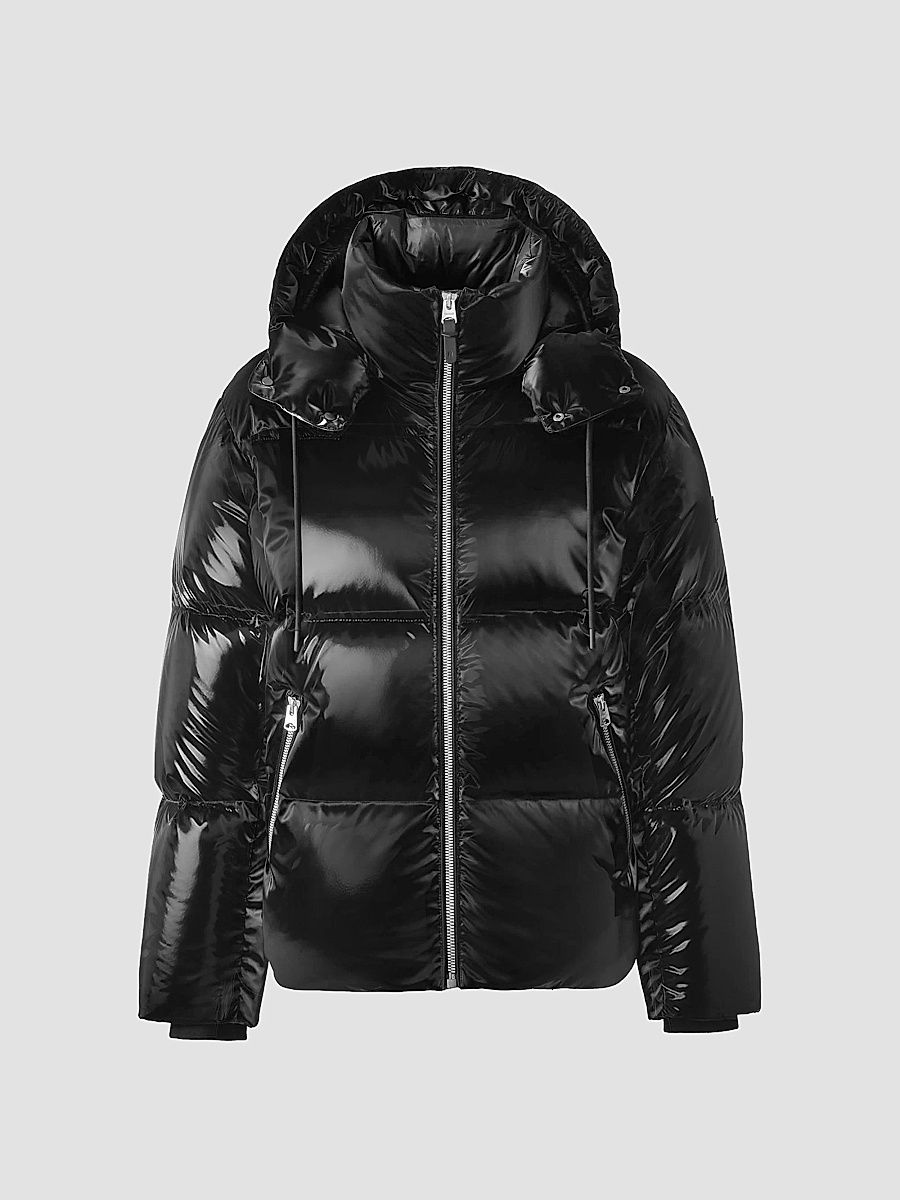 Men's Kent High-Gloss Hooded Down Jacket - Black - Size 44