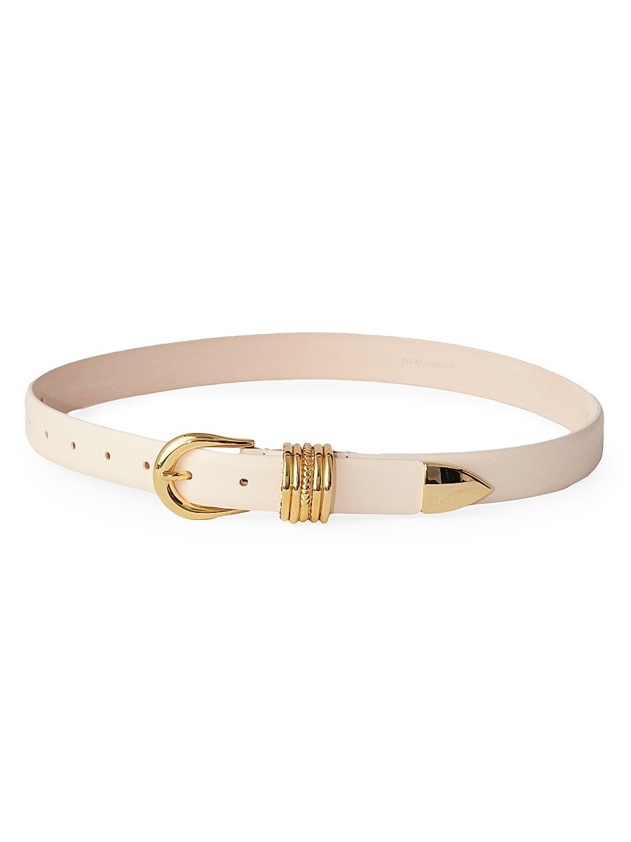 Women's Hollyhock Jewel Leather Belt - Ivory Gold - Size Large