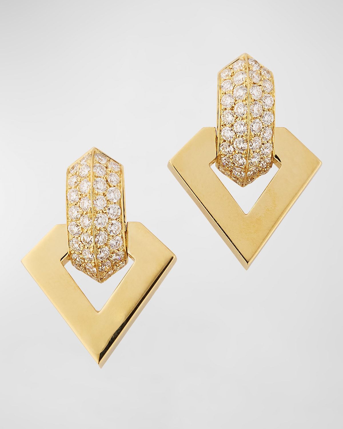 18k Yellow Gold Diamond Brute Pendant Earrings
