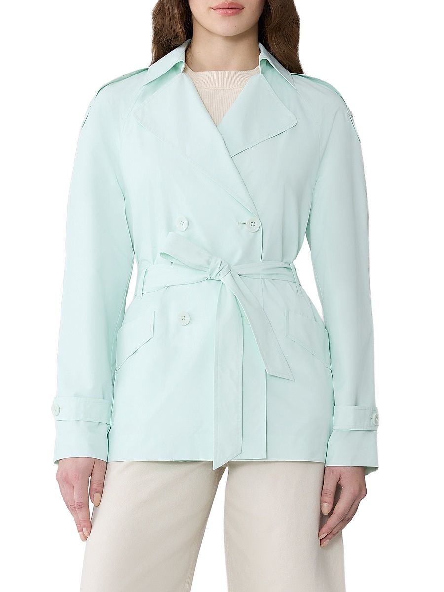 Women's Medina Belted Trench Coat - Aquatic Mint - Size Large