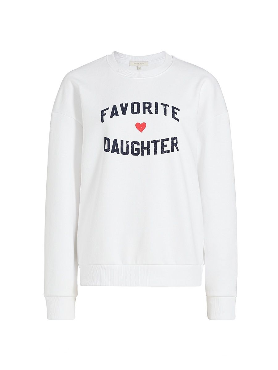 Women's Favorite Daughter Heart Logo Sweatshirt - White With Navy - Size XS