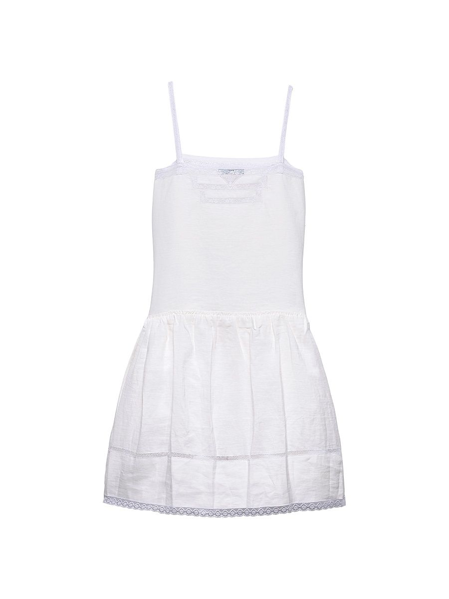 Women's Embroidered Linen Dress - White - Size 6