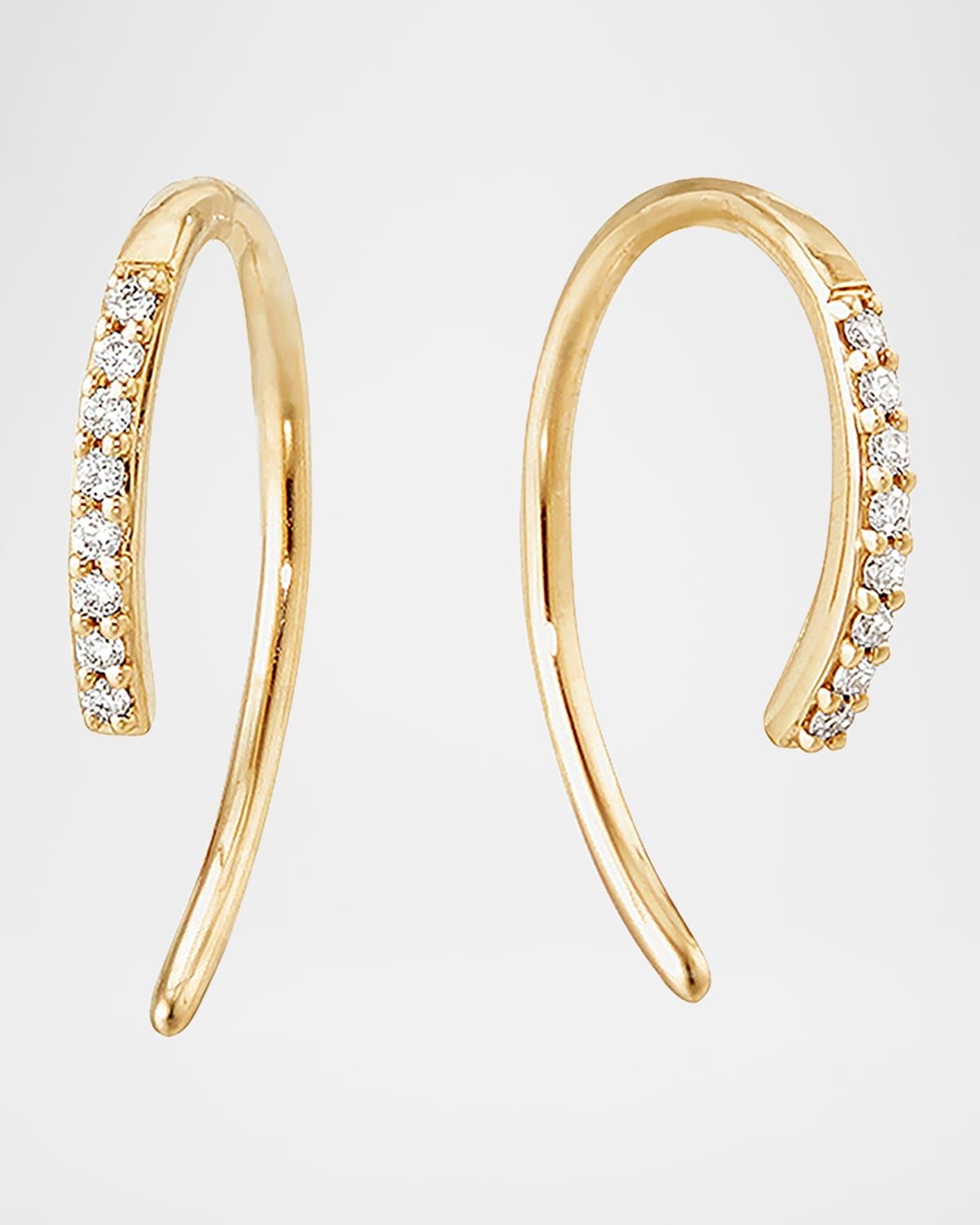 14K Gold Diamond Mini Hooked Earrings