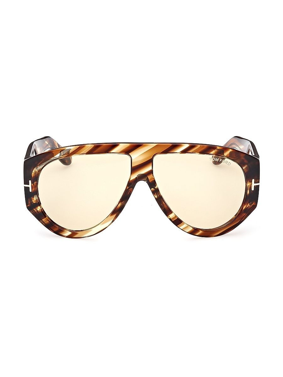 Men's 61MM Aviator Sunglasses - Havana Yellow