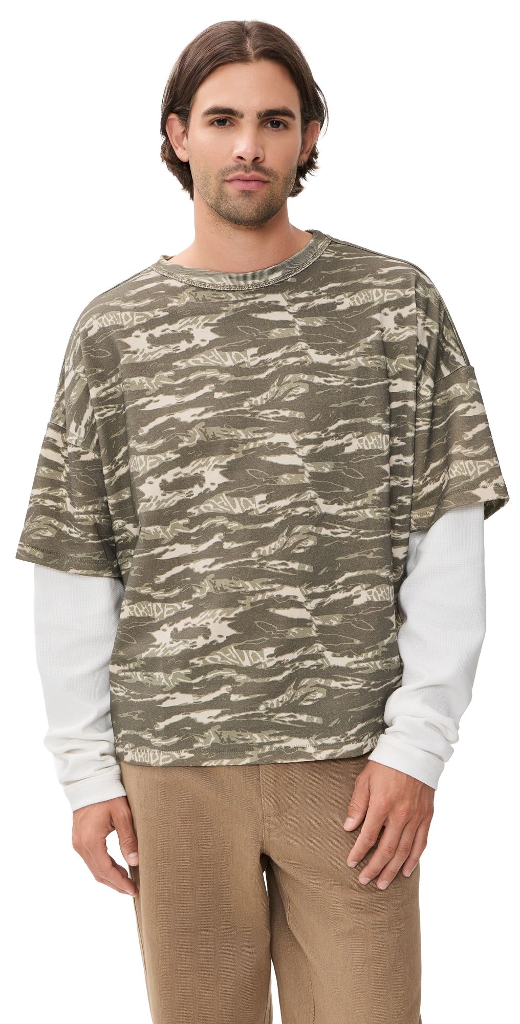 Rhude Tiger Camo Double-Layered Tee Camo/White L