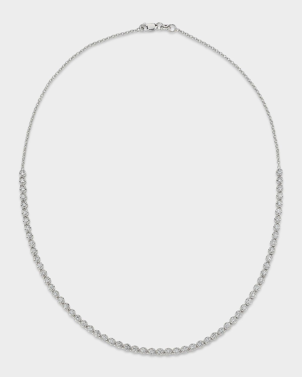 18K White Gold Diamond Tennis Necklace, 2.0tcw