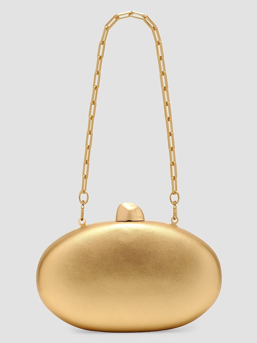 Women's Eviana Hard-Case Metallic Leather Clutch - Brass