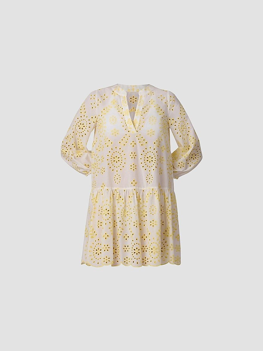 Shoshanna Women's Umbrella Broderie Anglaise Cotton Minidress - Lemon - Size XL