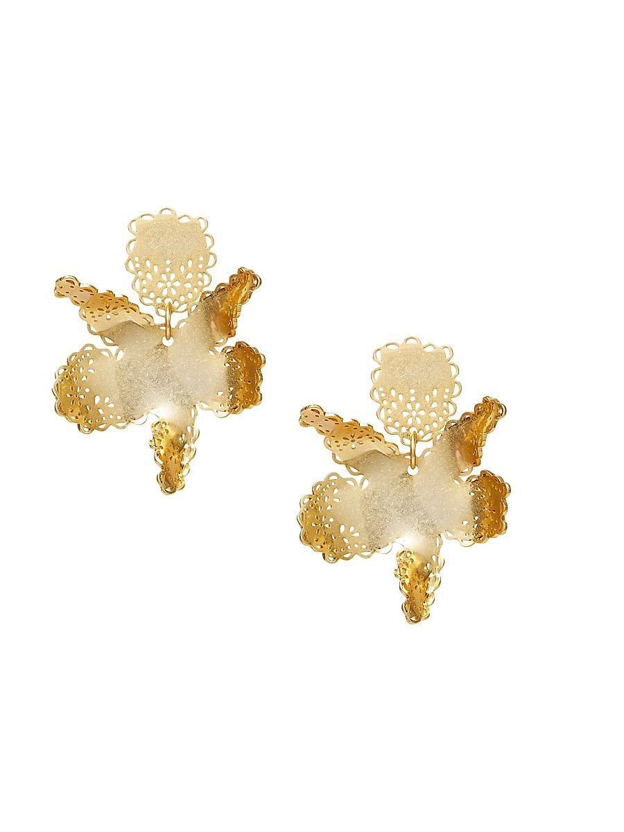 Women's Paper Lily Goldtone Drop Earrings - Gold