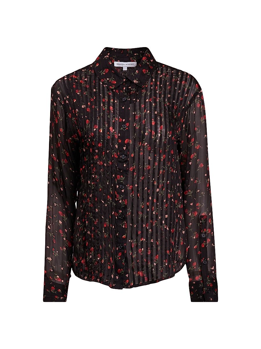 Women's Liz Floral Pintuck Shirt - Rose Ditsy - Size Medium