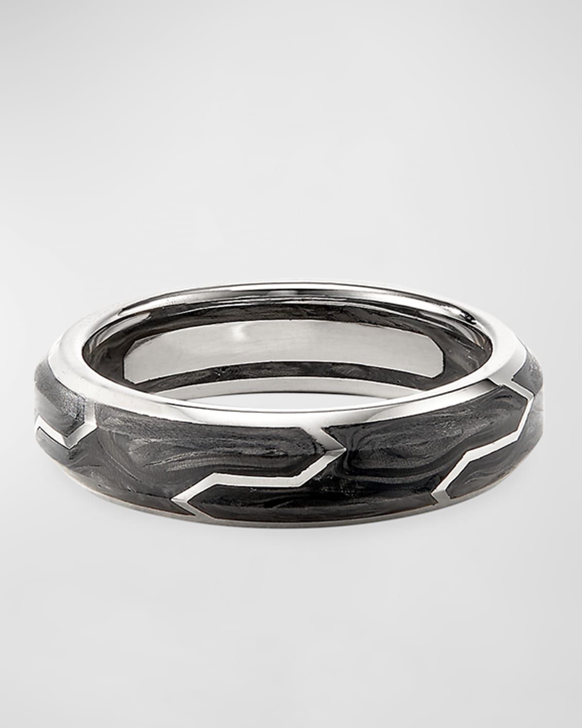 Men & apos;s Forged Carbon Band Ring in 18K Gold
