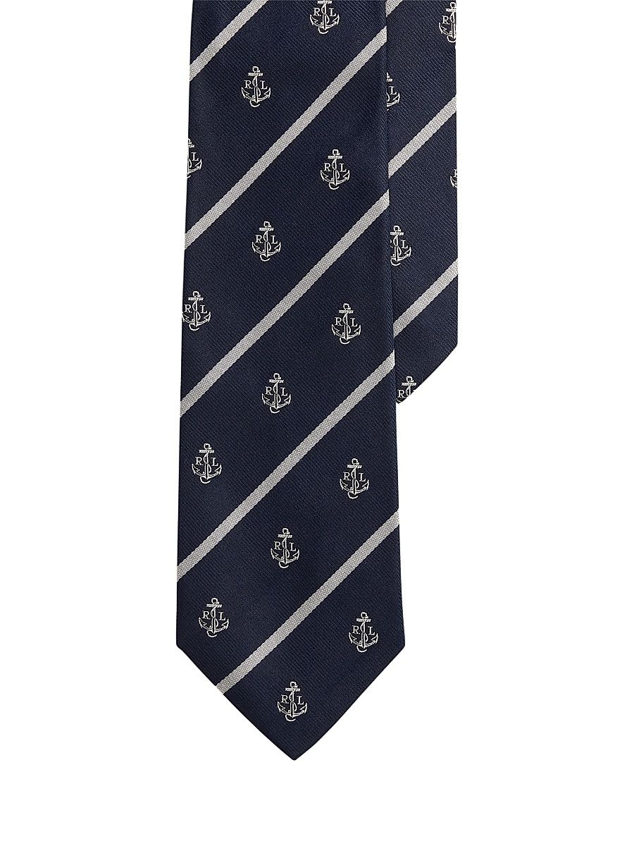Men's Rl Anchor Printed Silk Tie - Navy