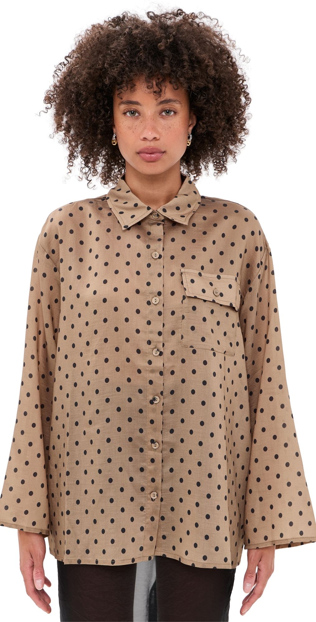 VRG GRL Vale Button Down Shirt Polka Dot L